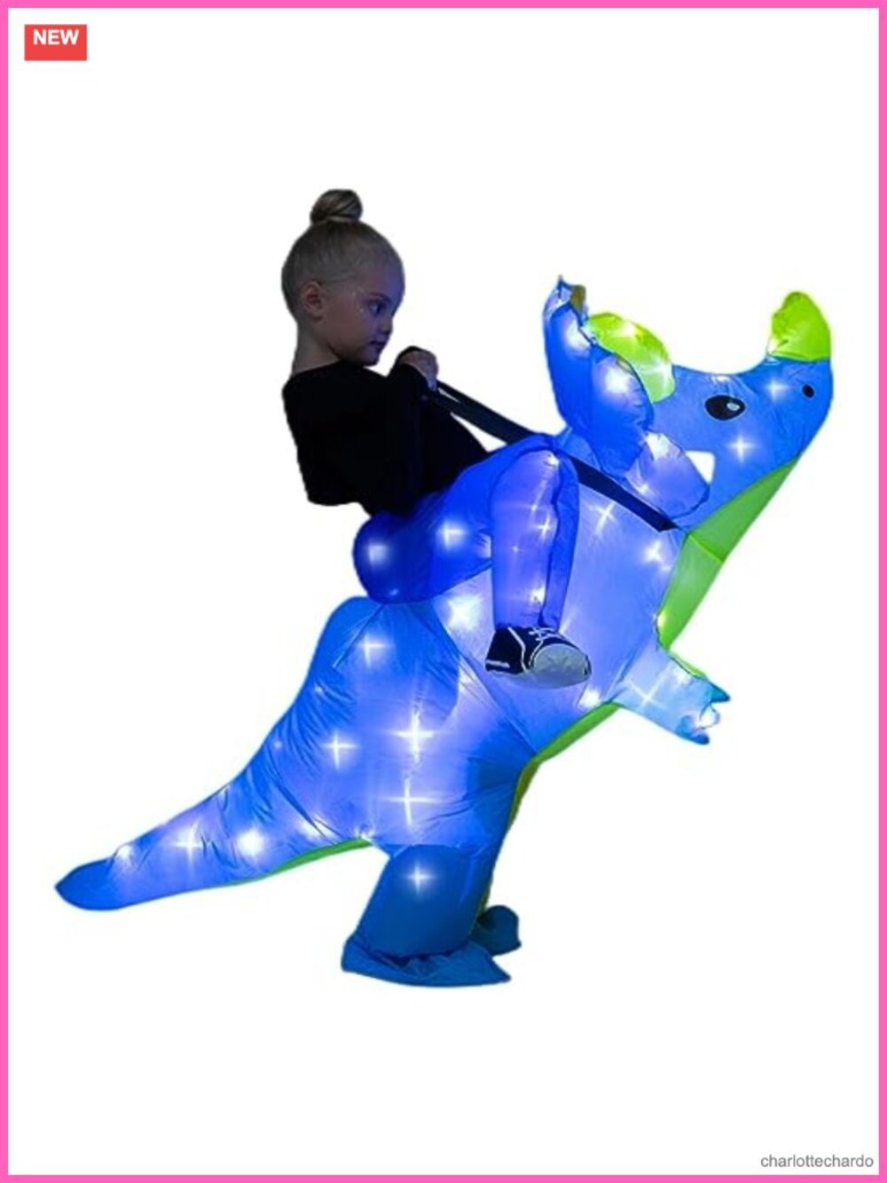 Kids Inflatable Dinosaur Costume LED Light Halloween Cosplay Triceratops